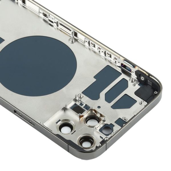 Back Housing Cover with SIM Card Tray & Side keys & Camera Lens for iPhone 12 Pro Max (Black) - Image 4