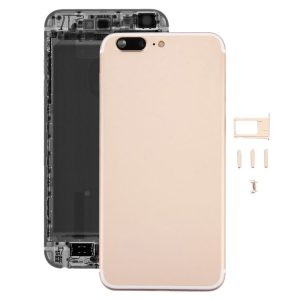 5 in 1 Full Assembly Metal Housing Cover with Appearance Imitation of i7 Plus for iPhone 6 Plus, Including Back Cover (Big Camera Hole) & Card Tray & Volume Control Key & Power Button & Mute Switch Vibrator Key, No Headphone Jack (Gold)