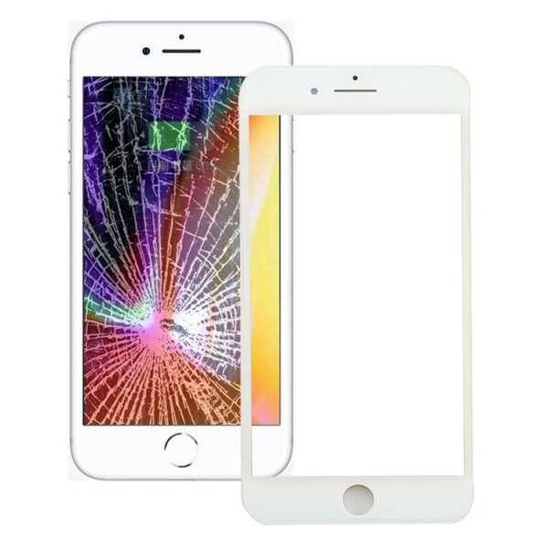 Front Screen Outer Glass Lens with Front LCD Screen Bezel Frame & OCA Optically Clear Adhesive for iPhone 8 (White)