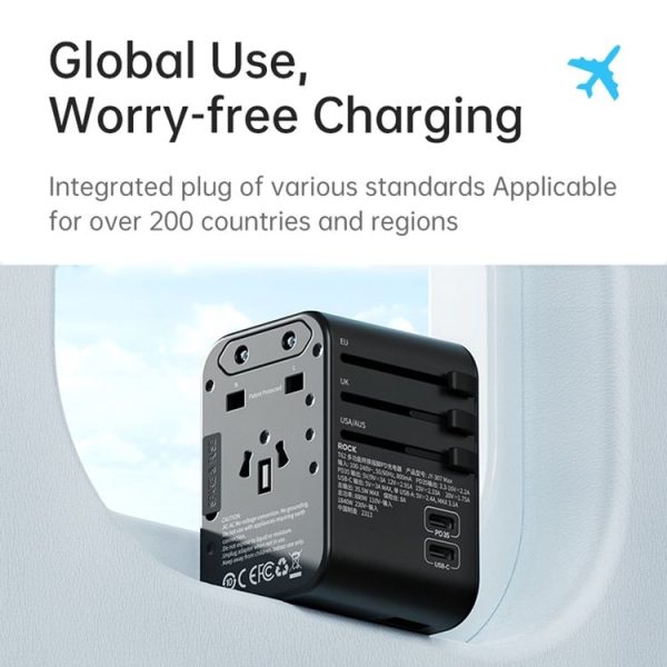 ROCK T62 35.5W Global Travel Multifunctional Plug PD Charger Power Adapter (Black) - Image 3
