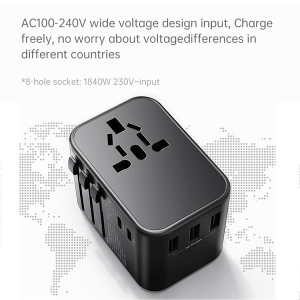 ROCK T62 35.5W Global Travel Multifunctional Plug PD Charger Power Adapter (Black) - Image 8