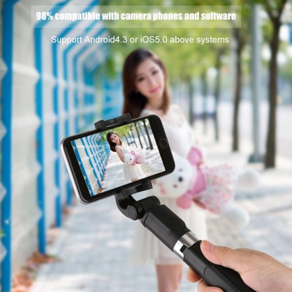 2 in 1 Foldable Bluetooth Shutter Remote Selfie Stick Tripod for iPhone and Android Phones (Black) - Image 10