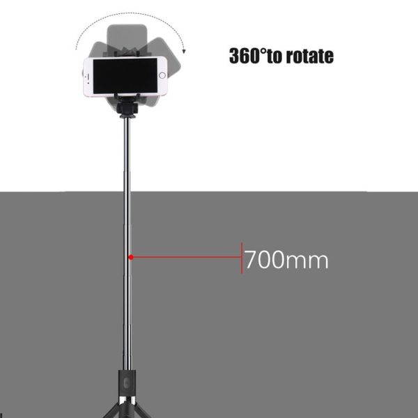 2 in 1 Foldable Bluetooth Shutter Remote Selfie Stick Tripod for iPhone and Android Phones (Black) - Image 4