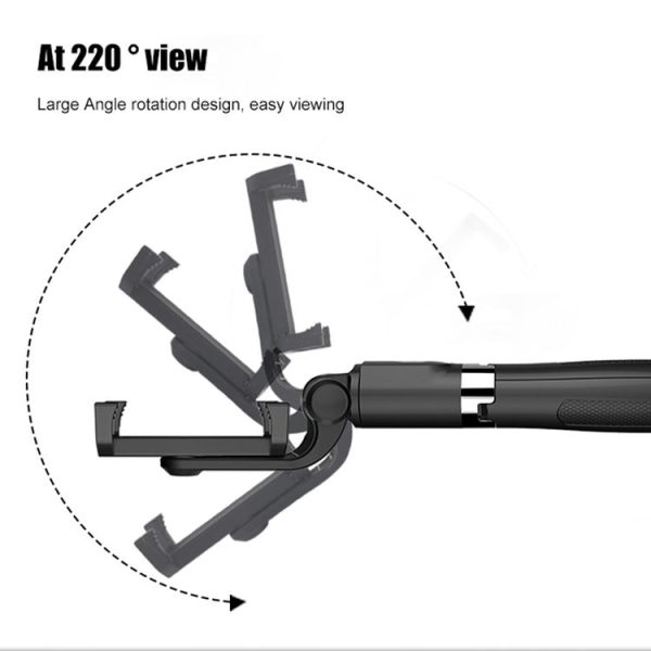 2 in 1 Foldable Bluetooth Shutter Remote Selfie Stick Tripod for iPhone and Android Phones (Black) - Image 5
