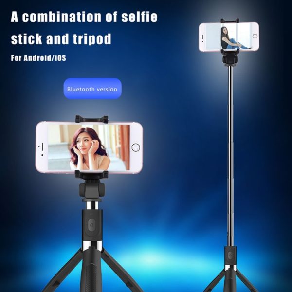 2 in 1 Foldable Bluetooth Shutter Remote Selfie Stick Tripod for iPhone and Android Phones (Black) - Image 7