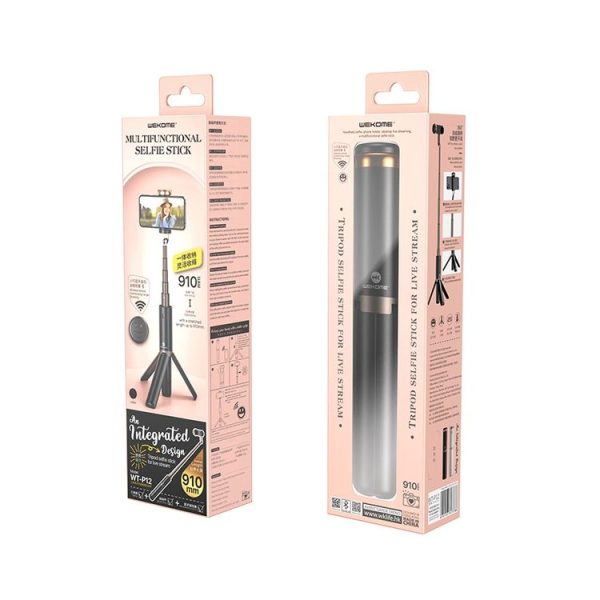 WK WT-P12 Folding Integrated Remote Control Live Broadcast Tripod Bluetooth Selfie Stick (White) - Image 3