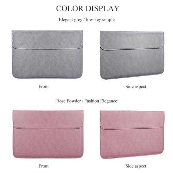 PU01S PU Leather Horizontal Invisible Magnetic Buckle Laptop Inner Bag for 13.3 inch laptops (Grey) - Image 12