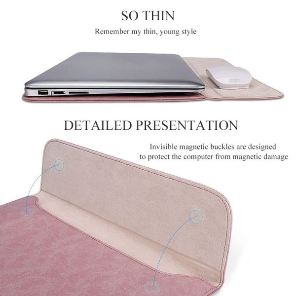 PU01S PU Leather Horizontal Invisible Magnetic Buckle Laptop Inner Bag for 13.3 inch laptops (Grey) - Image 9