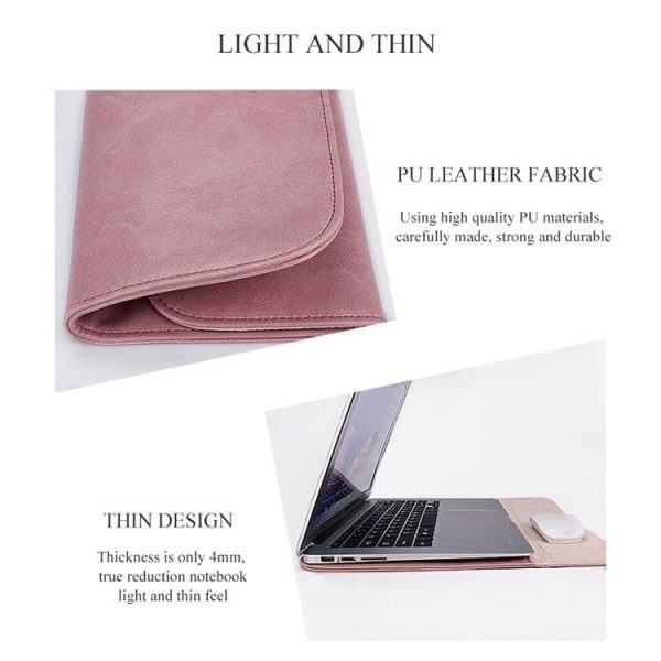 PU01S PU Leather Horizontal Invisible Magnetic Buckle Laptop Inner Bag for 15.4 inch laptops (Grey) - Image 11
