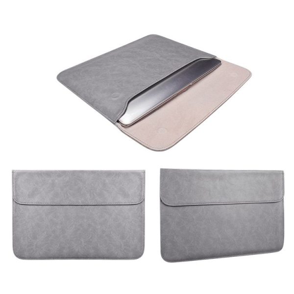 PU01S PU Leather Horizontal Invisible Magnetic Buckle Laptop Inner Bag for 15.4 inch laptops (Grey) - Image 3