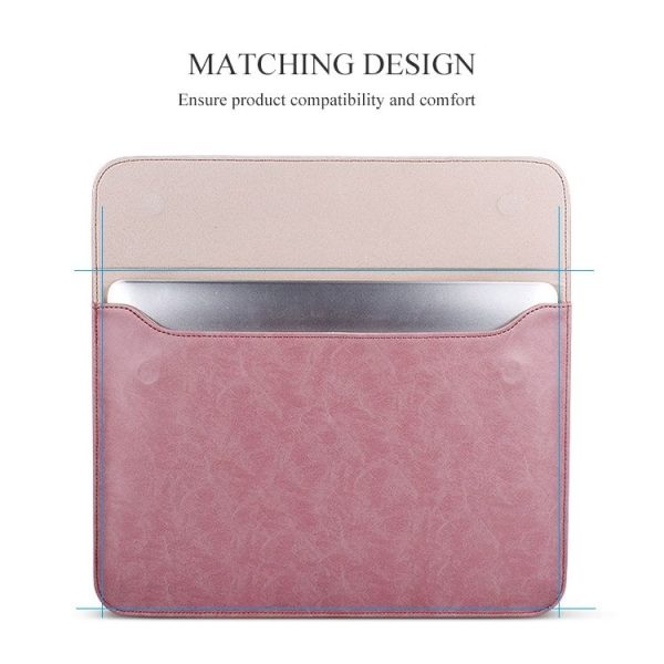 PU01S PU Leather Horizontal Invisible Magnetic Buckle Laptop Inner Bag for 15.4 inch laptops (Grey) - Image 5