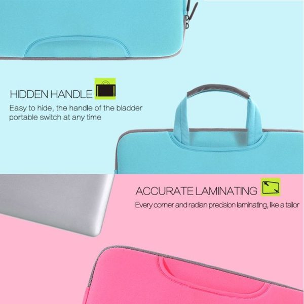 12 inch Portable Air Permeable Handheld Sleeve Bag for MacBook, Lenovo and other Laptops, Size: 32x21x2cm (Magenta) - Image 4