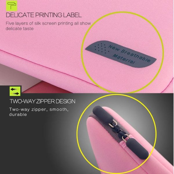12 inch Portable Air Permeable Handheld Sleeve Bag for MacBook, Lenovo and other Laptops, Size: 32x21x2cm (Magenta) - Image 7