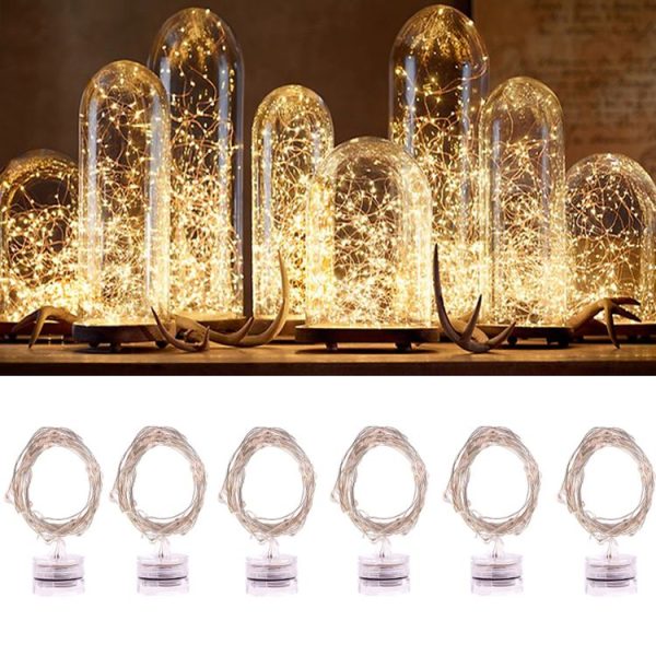 6 PCS Waterproof Warm White Light Copper Wire Starry String Light, 20 LEDs 2700-2900K Rope Fairy Light For Party / Holiday, Length: 2m, DC 6V - Image 2