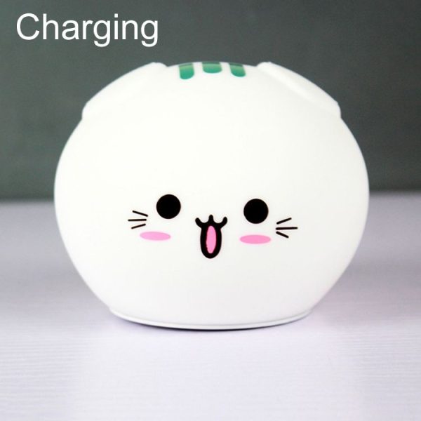 0.8W Cute Cartoon Cat Silicone Colorful Energy-saving Night Light Led Desk Lamp, Charging Version