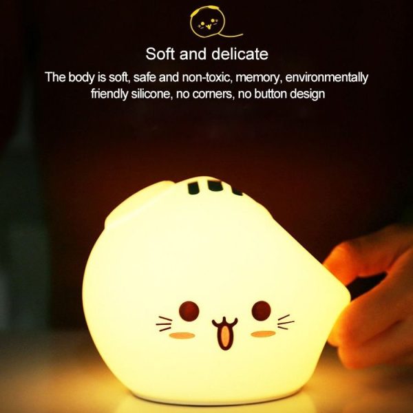 0.8W Cute Cartoon Cat Silicone Colorful Energy-saving Night Light Led Desk Lamp, Charging Version - Image 4