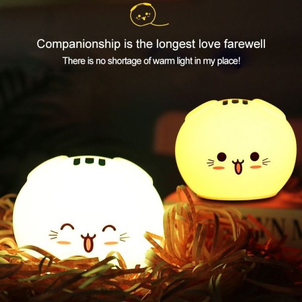 0.8W Cute Cartoon Cat Silicone Colorful Energy-saving Night Light Led Desk Lamp, Charging Version - Image 5