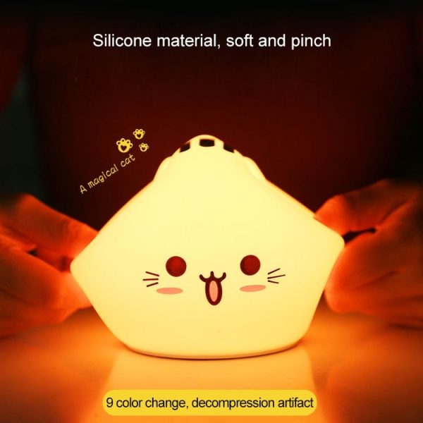 0.8W Cute Cartoon Cat Silicone Colorful Energy-saving Night Light Led Desk Lamp, Charging Version - Image 6
