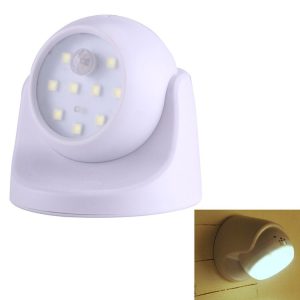 MM3W1 3W White Light PIR Motion Sensor Detector Security Lamp, 9 LEDs 240 LM 6000K 360 Degrees Rotation Wireless Motion Sensor Wardrobe Light / Night Light / Wall Lamp for bedroom, living room, bathroom, aisle