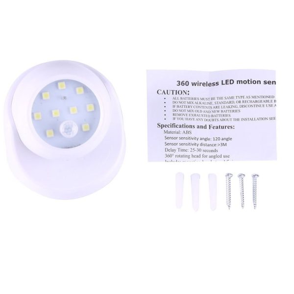 MM3W1 3W White Light PIR Motion Sensor Detector Security Lamp, 9 LEDs 240 LM 6000K 360 Degrees Rotation Wireless Motion Sensor Wardrobe Light / Night Light / Wall Lamp for bedroom, living room, bathroom, aisle - Image 6
