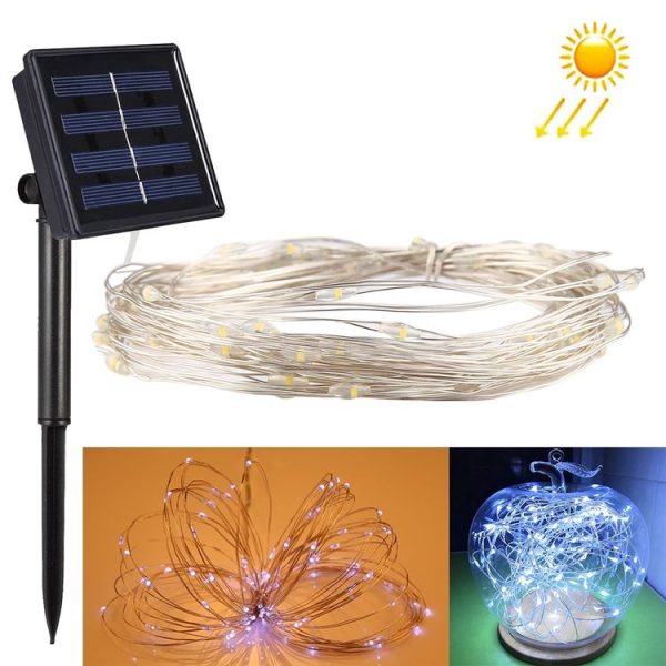 20m 200 LEDs SMD 0603 Solar Panel Silver Wire String Light Fairy Lamp Decorative Light, DC 5V (White Light)