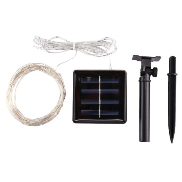 20m 200 LEDs SMD 0603 Solar Panel Silver Wire String Light Fairy Lamp Decorative Light, DC 5V (White Light) - Image 4