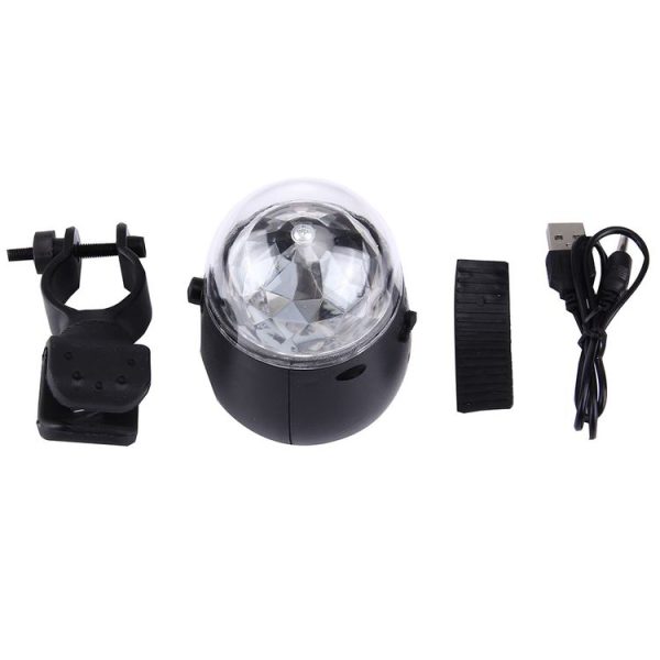 3W Mini 3ATM water resistant Rotating Magic Ball LED Stage Light, with Bicycle Mount - Image 6