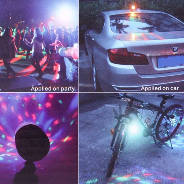3W Mini 3ATM water resistant Rotating Magic Ball LED Stage Light, with Bicycle Mount - Image 9