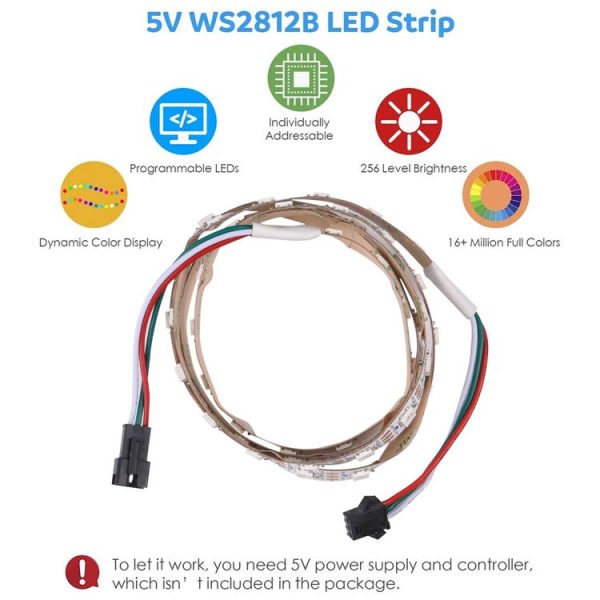 WS2812B 5050 SMD LED RGB Bare Board Rope Light, 30 LED / m, DC 5V, Length: 1m - Image 3