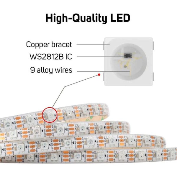 WS2812B 5050 SMD LED RGB Bare Board Rope Light, 30 LED / m, DC 5V, Length: 1m - Image 4