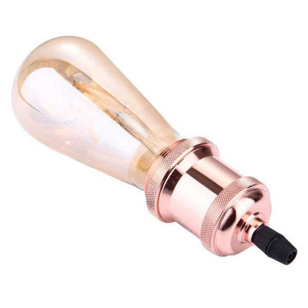 E27 Retro Vintage Screw Bulb Base Lamp Bulb Holder, Not Included Light Bulb, AC 85-265V (Rose Gold) - Image 5
