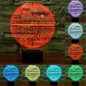 Death Star Style 3D Touch Switch Control LED Light, 7 Colour Discoloration Creative Visual Stereo Lamp Desk Lamp Night Light