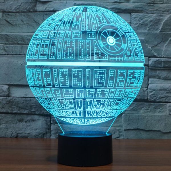 Death Star Style 3D Touch Switch Control LED Light, 7 Colour Discoloration Creative Visual Stereo Lamp Desk Lamp Night Light - Image 10