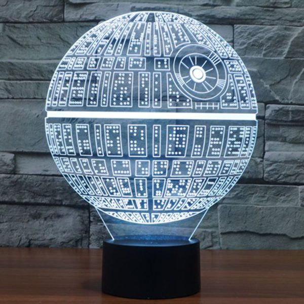 Death Star Style 3D Touch Switch Control LED Light, 7 Colour Discoloration Creative Visual Stereo Lamp Desk Lamp Night Light - Image 12