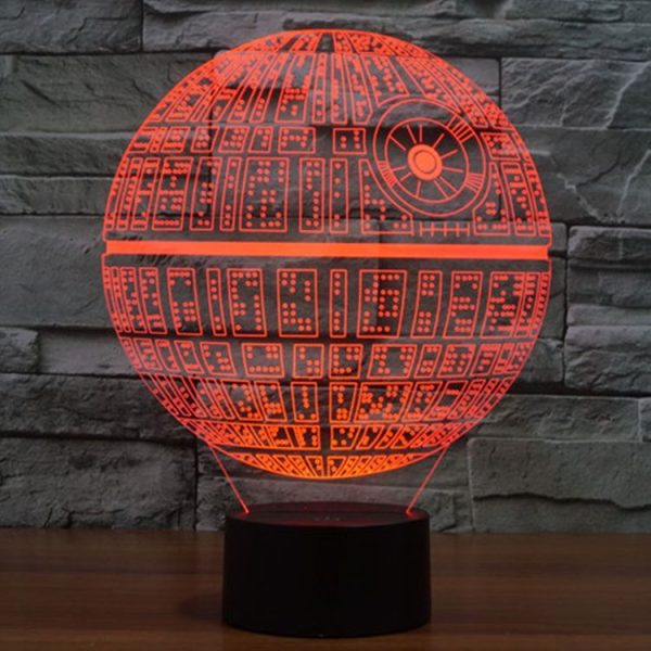 Death Star Style 3D Touch Switch Control LED Light, 7 Colour Discoloration Creative Visual Stereo Lamp Desk Lamp Night Light - Image 6