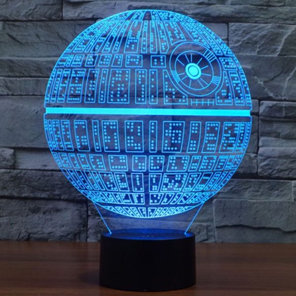 Death Star Style 3D Touch Switch Control LED Light, 7 Colour Discoloration Creative Visual Stereo Lamp Desk Lamp Night Light - Image 8
