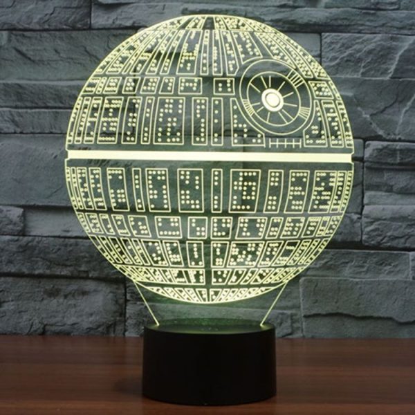 Death Star Style 3D Touch Switch Control LED Light, 7 Colour Discoloration Creative Visual Stereo Lamp Desk Lamp Night Light - Image 9