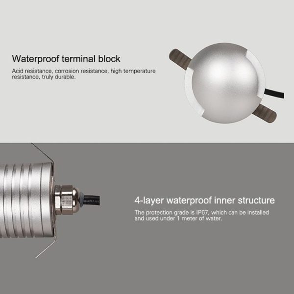 3W LED Embedded Polarized Buried Lamp IP67 Waterproof Turtle Shell Lamp Outdoor Garden Lawn Lamp, Warm Light 3000K Q3 Three-way Light - Image 5