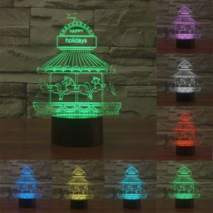 Amusement Park Style 3D Touch Switch Control LED Light, 7 Color Discoloration Creative Visual Stereo Lamp Desk Lamp Night Light