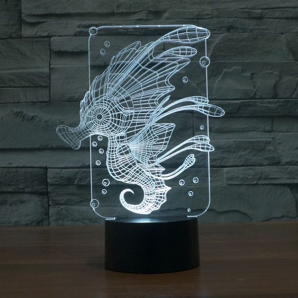Hippocampus Style 3D Touch Switch Control LED Light, 7 Colour Discoloration Creative Visual Stereo Lamp Desk Lamp Night Light - Image 13
