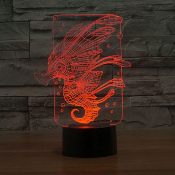 Hippocampus Style 3D Touch Switch Control LED Light, 7 Colour Discoloration Creative Visual Stereo Lamp Desk Lamp Night Light - Image 7