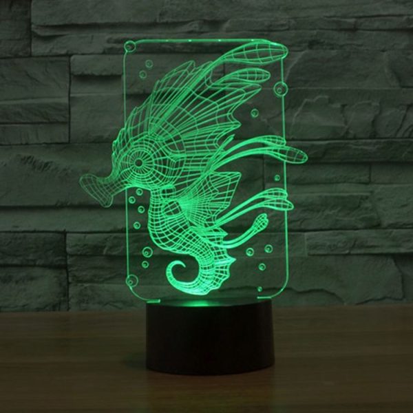 Hippocampus Style 3D Touch Switch Control LED Light, 7 Colour Discoloration Creative Visual Stereo Lamp Desk Lamp Night Light - Image 8