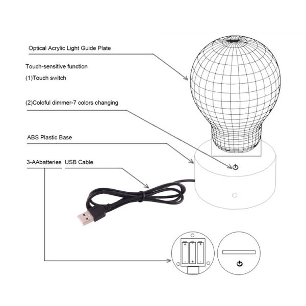 Giraffe Style 3D Touch Switch Control LED Light, 7 Color Discoloration Creative Visual Stereo Lamp Desk Lamp Night Light - Image 6