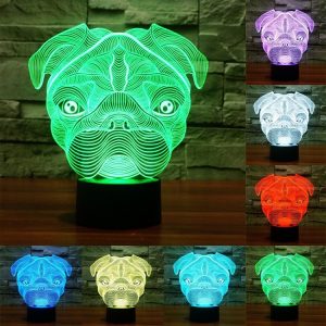 Dog Shape 3D Touch Switch Control LED Light, 7 Color Discoloration Creative Visual Stereo Lamp Desk Lamp Night Light