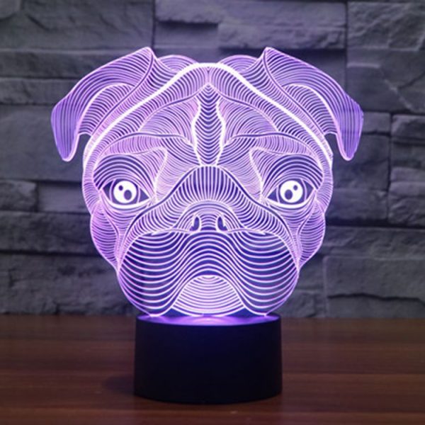 Dog Shape 3D Touch Switch Control LED Light, 7 Color Discoloration Creative Visual Stereo Lamp Desk Lamp Night Light - Image 9