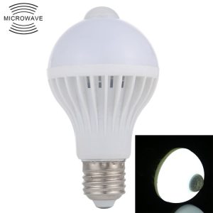 E27 7W 16 LEDs SMD 5730 450LM Infrared Motion Sensor LED Light Bulb, Sensor Distance: 4-6m, AC 220V (White Light)