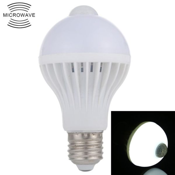 E27 7W 16 LEDs SMD 5730 450LM Infrared Motion Sensor LED Light Bulb, Sensor Distance: 4-6m, AC 220V (White Light)