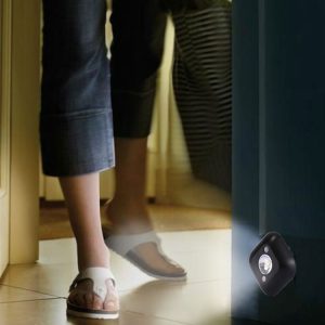 White Light Mini Human Body Motion Induction Ceiling Night Light, Porch Wall Lamps for Cabinets / Bedroom / Bathroom / Living Room, Sensor Distance: 2-3m (Black)