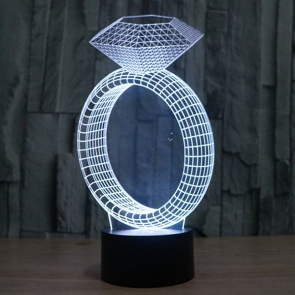 Diamond Ring Style 3D Touch Switch Control LED Light, 7 Color Discoloration Creative Visual Stereo Lamp Desk Lamp Night Light - Image 13