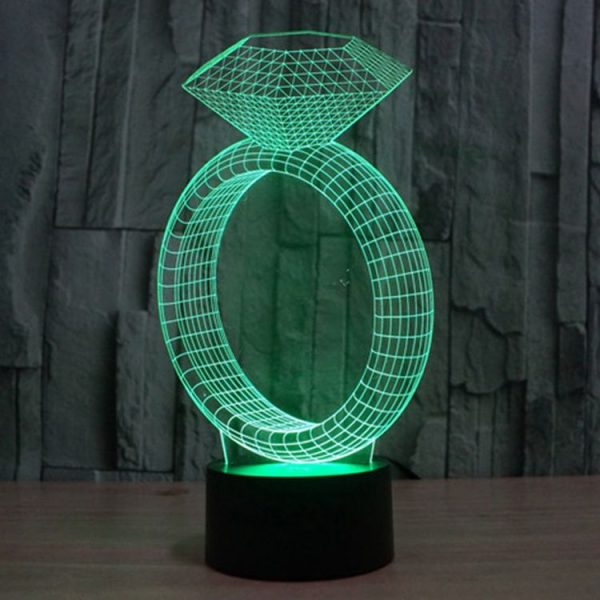 Diamond Ring Style 3D Touch Switch Control LED Light, 7 Color Discoloration Creative Visual Stereo Lamp Desk Lamp Night Light - Image 8